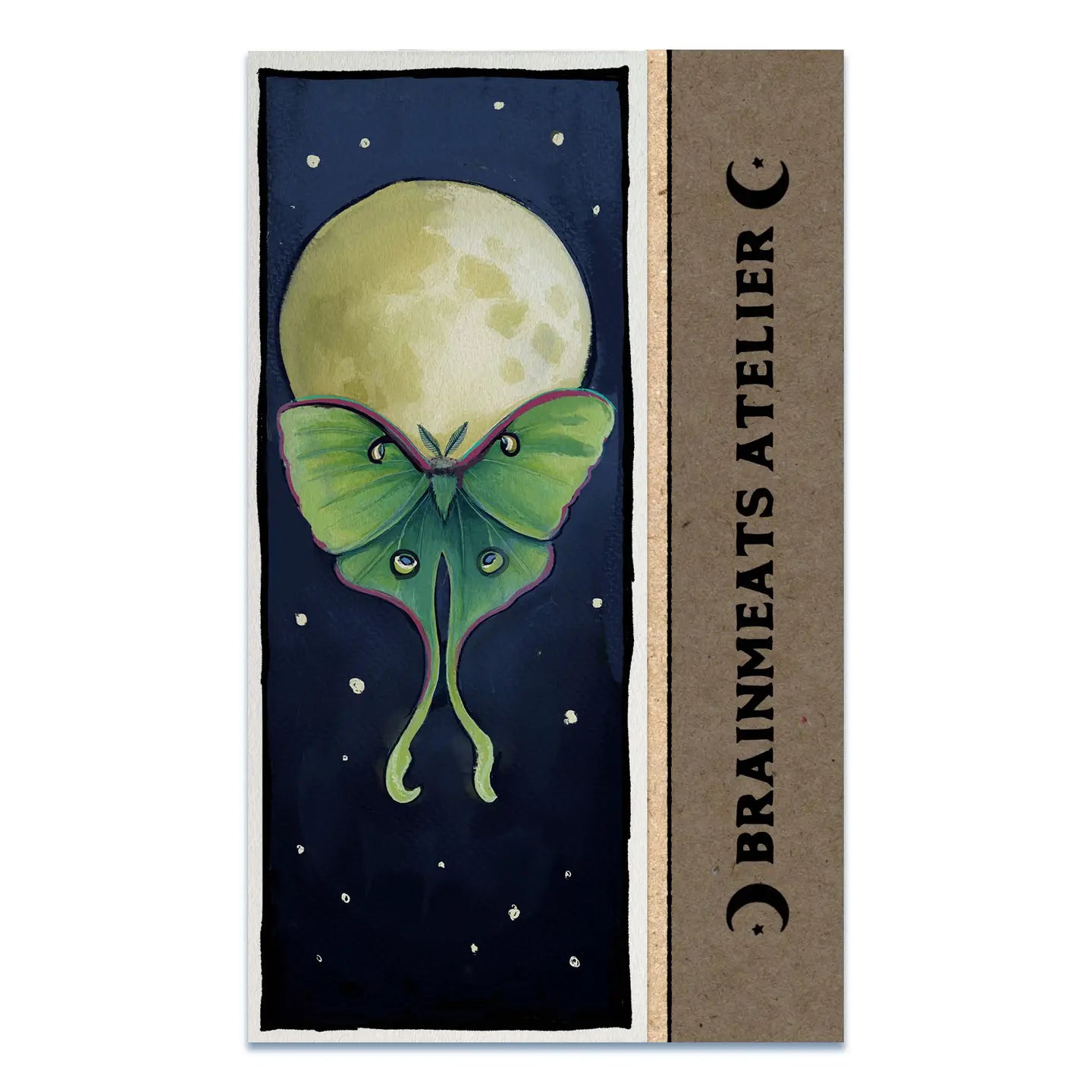Luna Moth & Moon – Mystical Night Sky Fine Art Bookmark