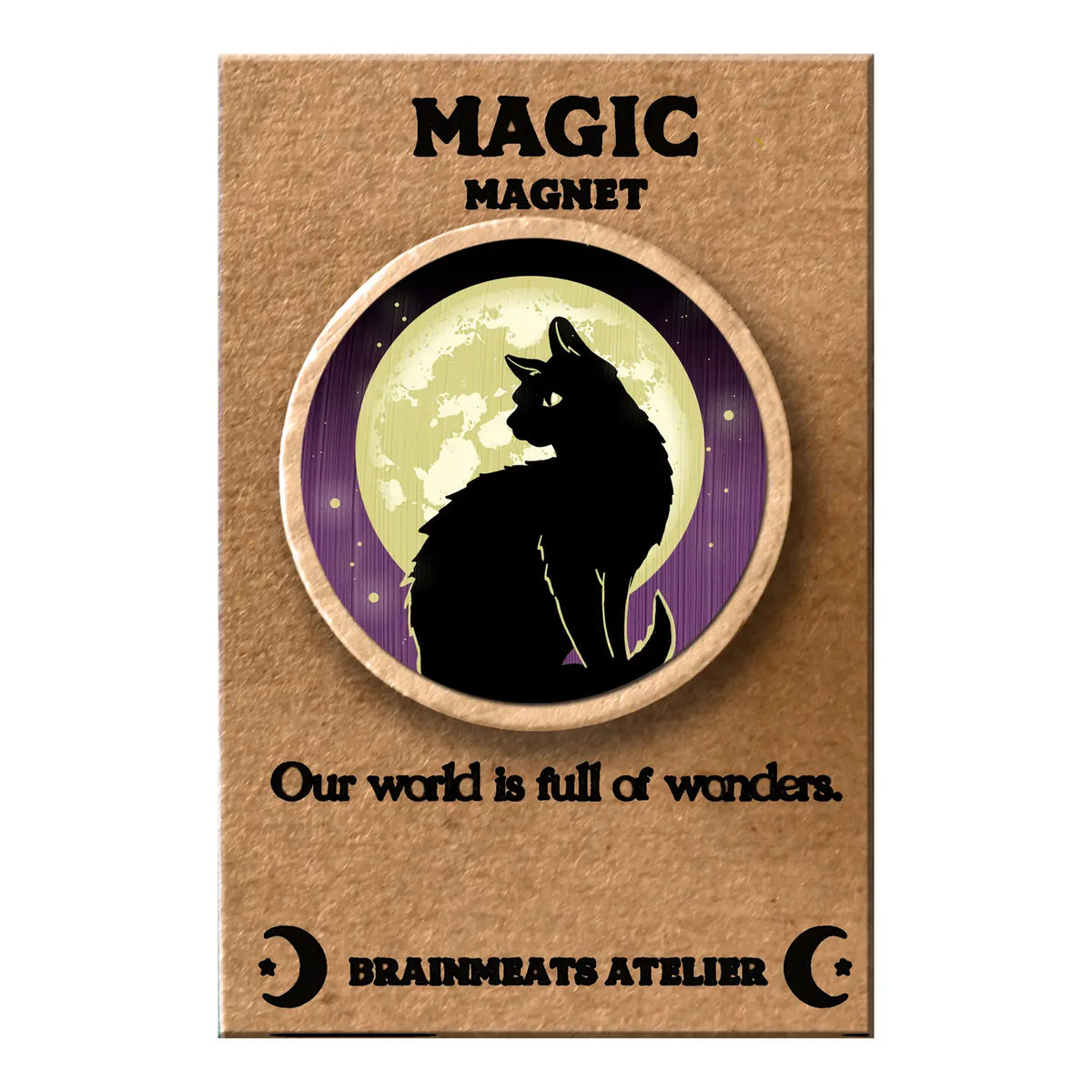 Black Cat Against the Moon Magnet