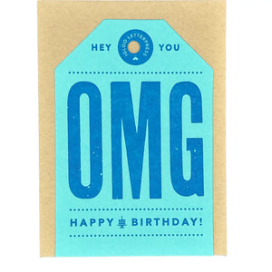 Omg Happy Birthday Tag Letterpress Card