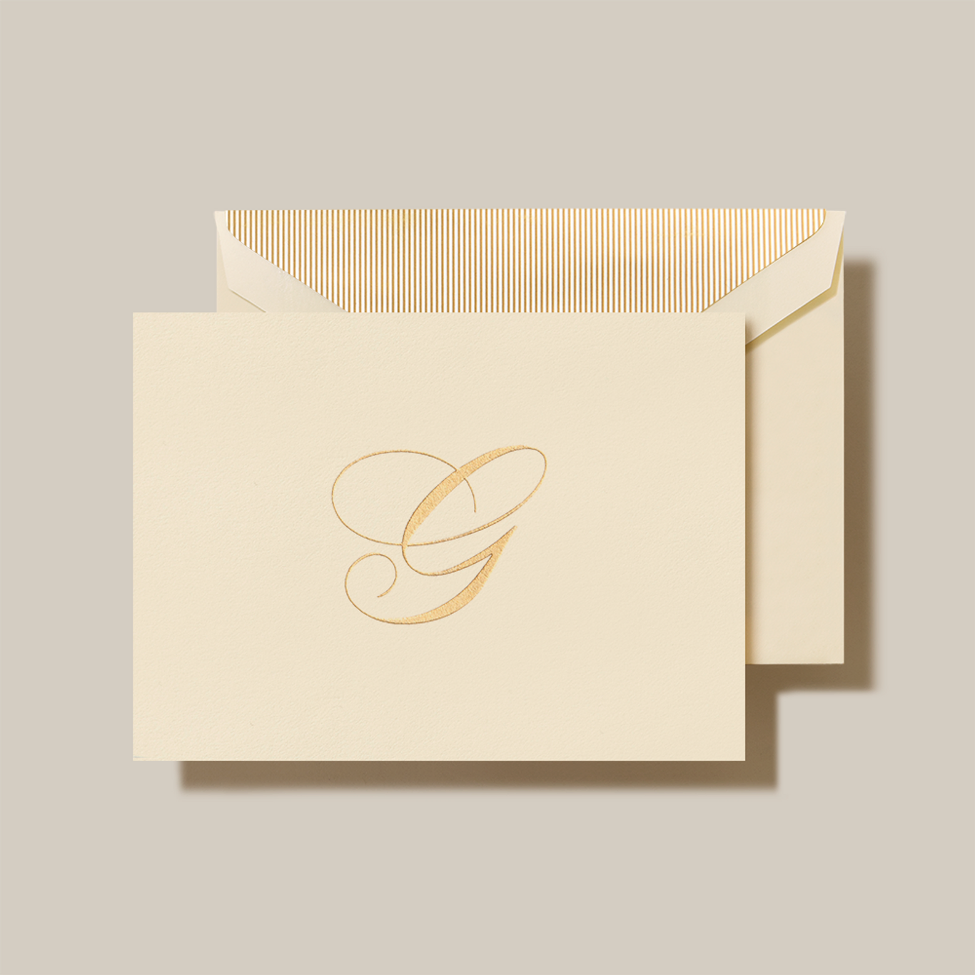 Crane Script Initial Folded Notecard, Set of 20