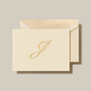 Crane Script Initial Folded Notecard, Set of 20
