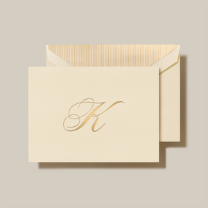 Crane Script Initial Folded Notecard, Set of 20