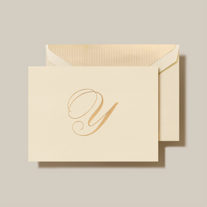 Crane Script Initial Folded Notecard, Set of 20