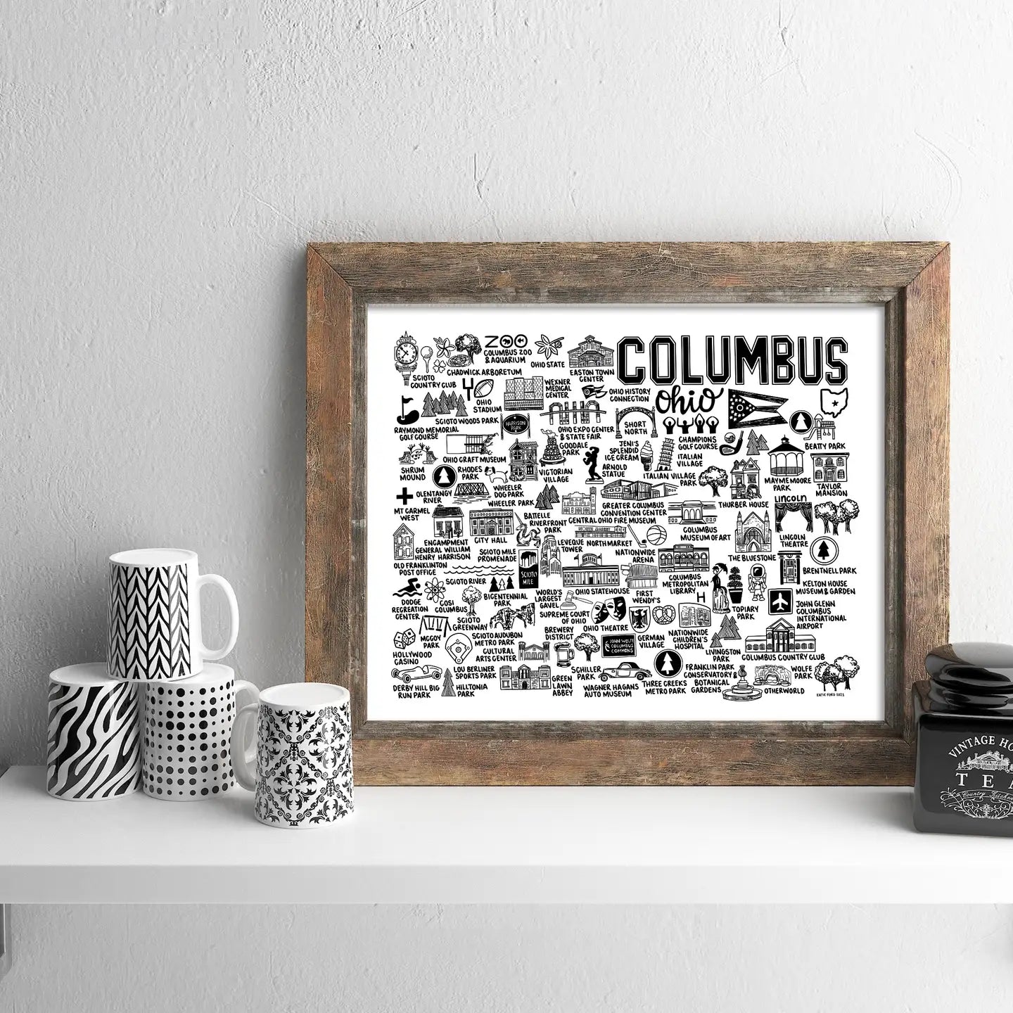 Columbus Ohio Map White