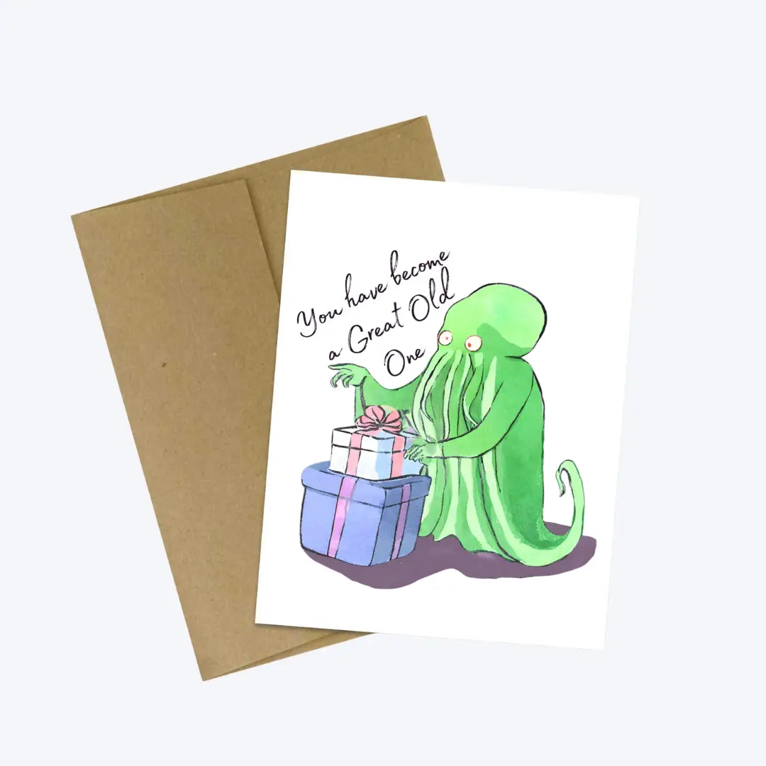 Cthulhu Great Old One Literary Nerd Bookshop Birthday Card