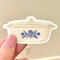 Blue Floral Pyrex-Inspired Waterproof Sticker