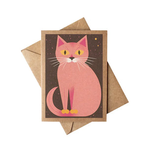 Minimalist Cat Brown Kraft Paper Fall Card