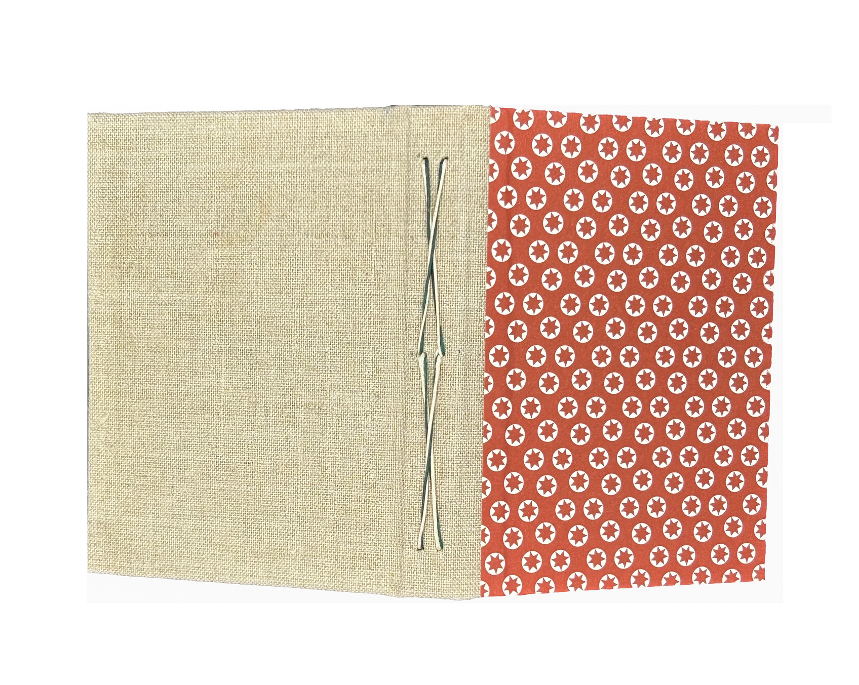 Hand Sewn Decorative Paper Hard Cover Journal (red stars)