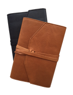 Refillable leather journal flap wrap tie