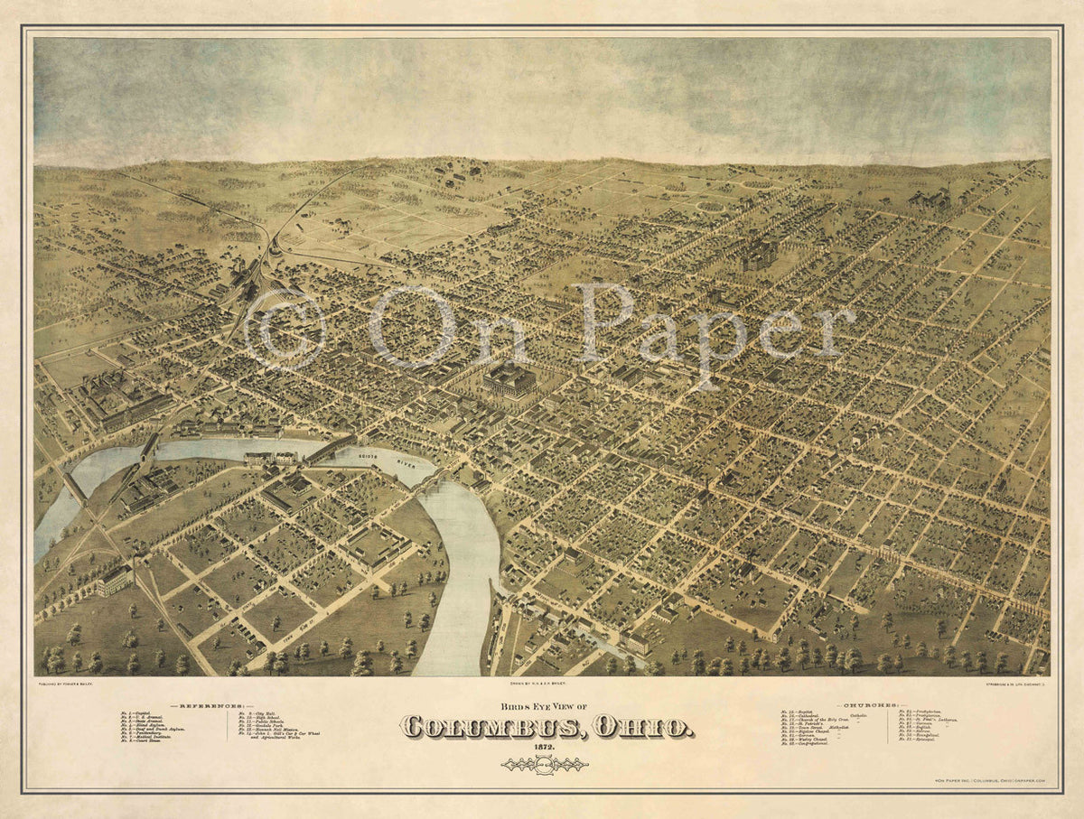 Vintage Style Map - Columbus