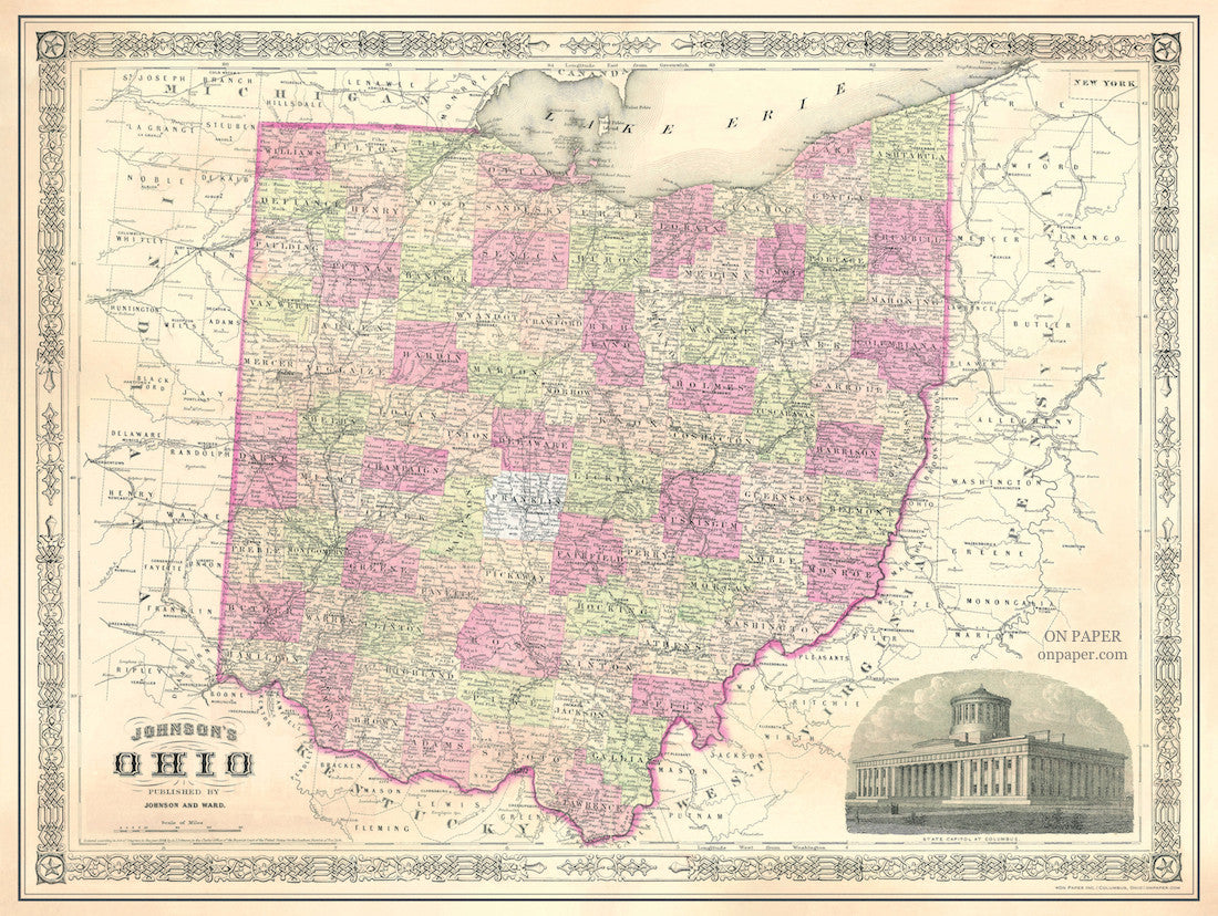 Vintage Style Map - OHIO